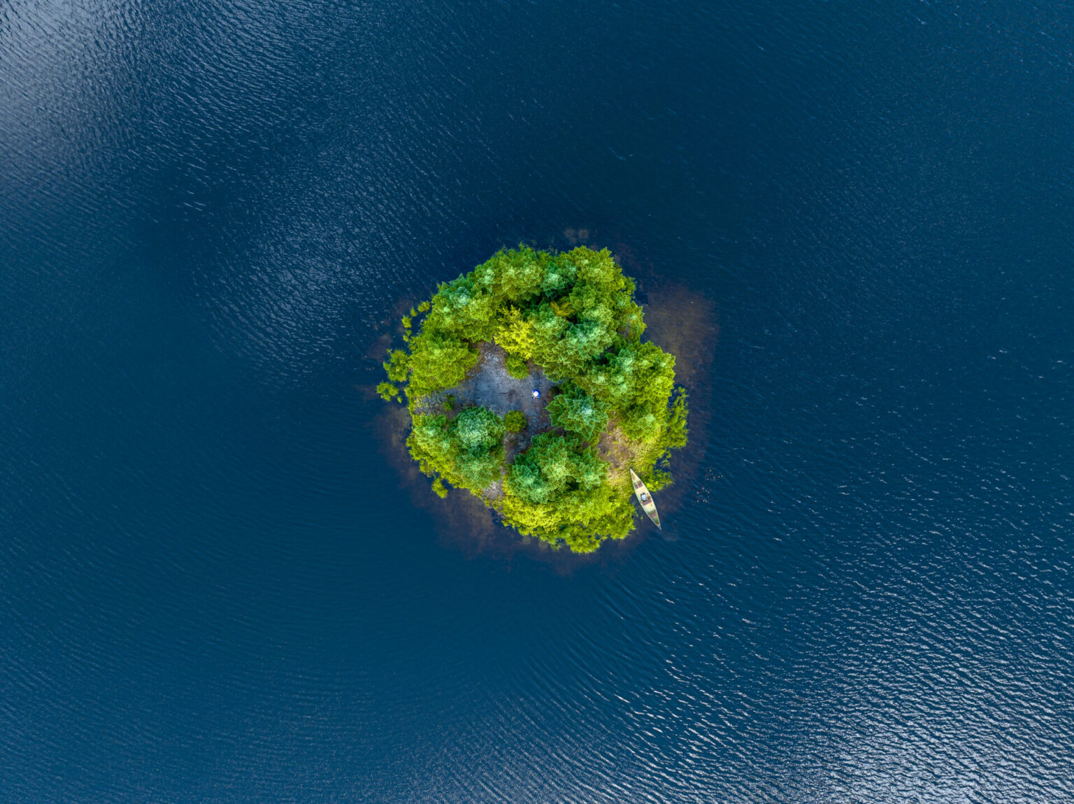 Green Island with canoe, Blueberry Lake, Warren, Vermont