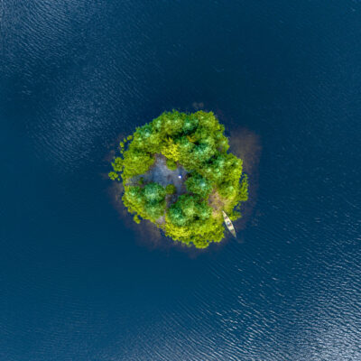 Green Island with canoe, Blueberry Lake, Warren, Vermont